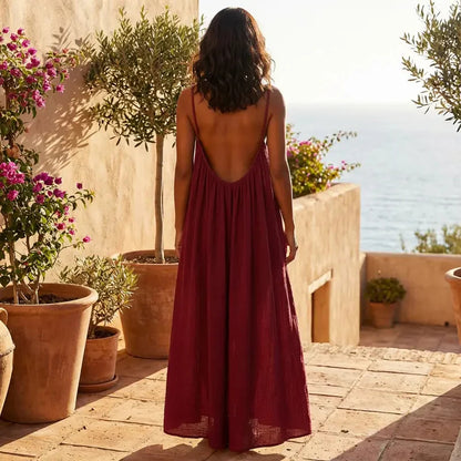 ☀️Women's Solid Color Backless Cami Dress
