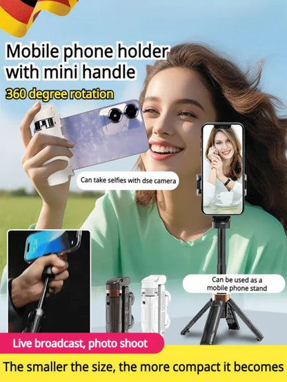 2026NEW🎉Mini Selfie Stick Foldable 3 in 1 Extendable Grip Phone Shooting Tripod Stand with BT Remote Control