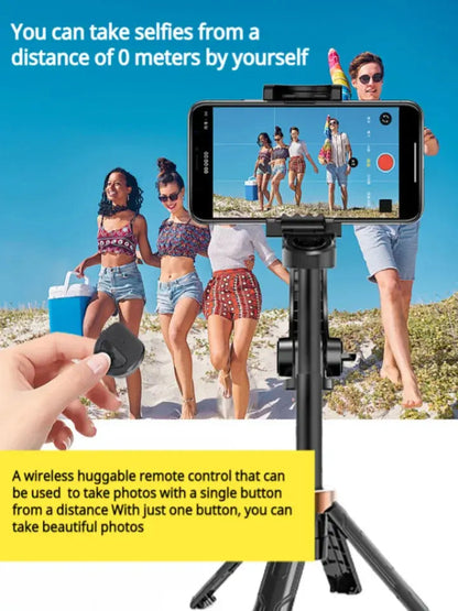 2026NEW🎉Mini Selfie Stick Foldable 3 in 1 Extendable Grip Phone Shooting Tripod Stand with BT Remote Control
